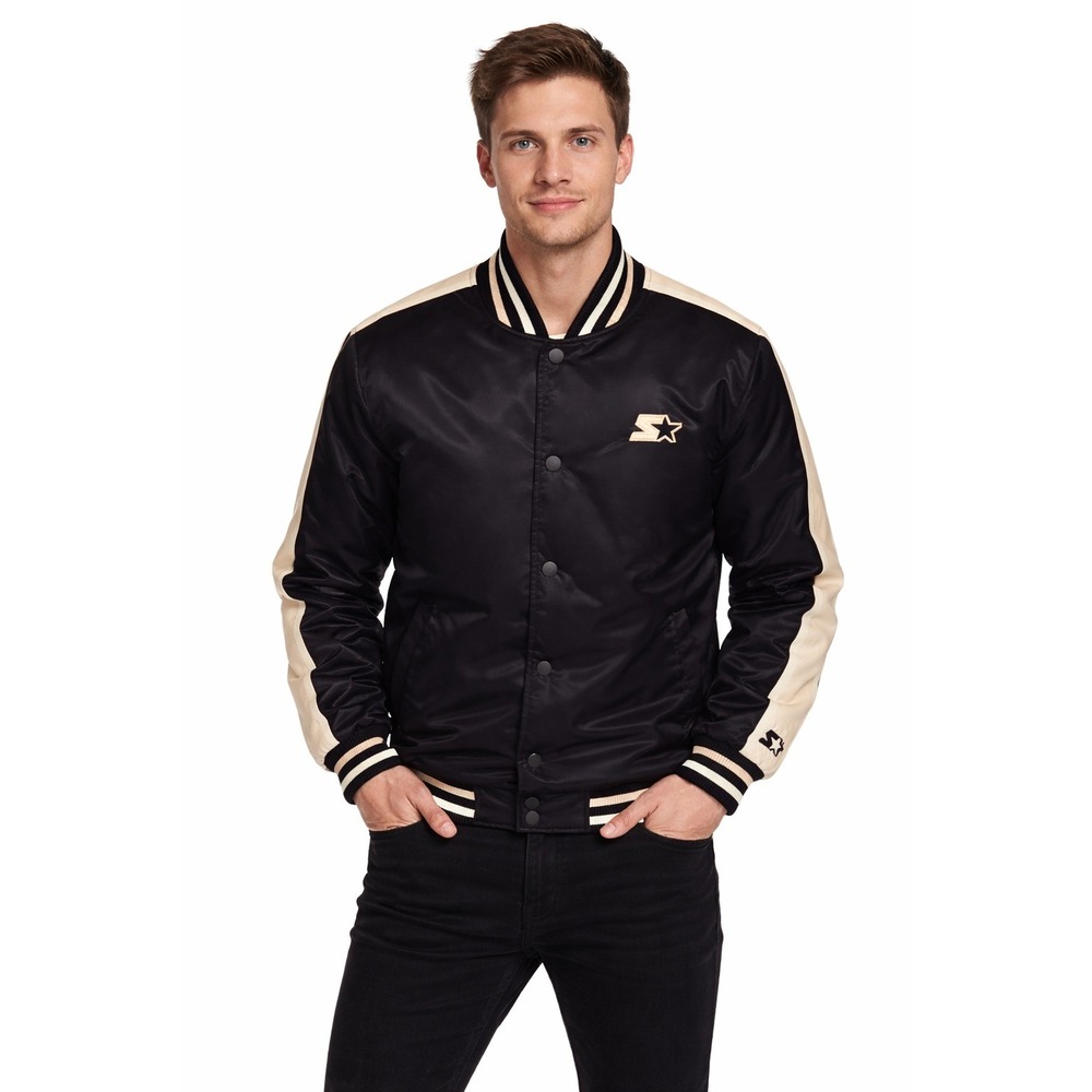 Starter Satin Enzo Stripe Varsity‎ Jacket Men Quilted Bomber Retro 90s Y2K XXL